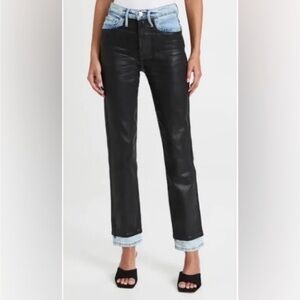 FRAME Le Sylvie Ultra‎ High Rise Coated Combo Jeans Slender Straight leg size 23